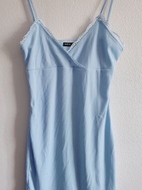 SHEIN Light Blue Lace Trim Slip Dress - Women's Dress Size M